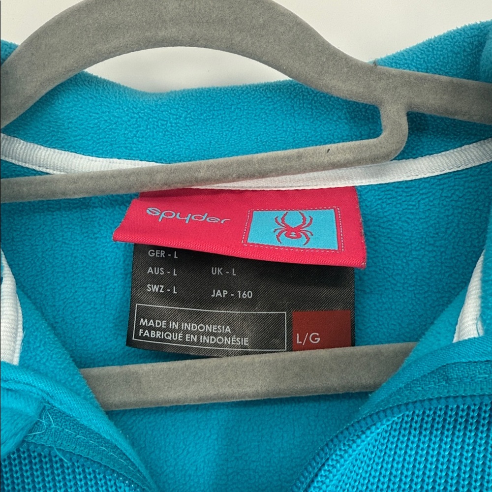 Spyder Core Full Zip Jacket GIRLS Large Turquoise Blue Sweater Fleece Lined KIDS - Picture 2 of 5
